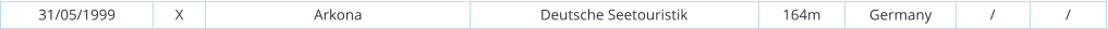 31/05/1999 Arkona Deutsche Seetouristik 164m Germany / / X