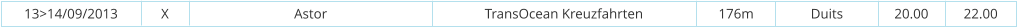 13>14/09/2013 Astor TransOcean Kreuzfahrten 176m Duits 20.00 22.00 X