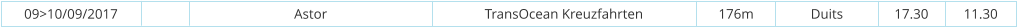 09>10/09/2017 Astor TransOcean Kreuzfahrten 176m Duits 17.30 11.30