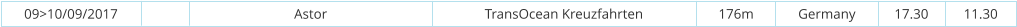 09>10/09/2017 Astor TransOcean Kreuzfahrten 176m Germany 17.30 11.30